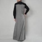 Men's Modern Two-Tone Arabic Thobe – Black & Grey Saudi Style Islamic Thobe - Image 6