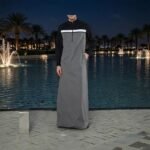 Men's Modern Two-Tone Arabic Thobe – Black & Grey Saudi Style Islamic Thobe - Image 4