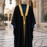 Al-Rijaal Black Formal Bisht | Gold Lace Arabic Cloak for Men