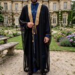 Al-Rijaal Black Royal Bisht | Gold Embroidered Arabic Cloak for Men